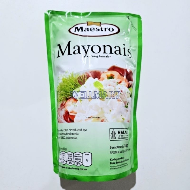 

Maestro Mayonais Original 1 Kg Mayonnaise Pouch Mayones Kurang Lemak