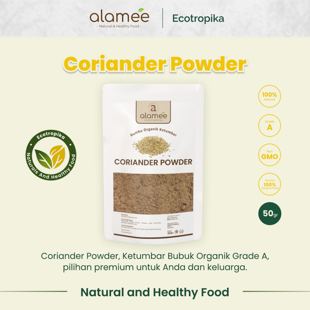 

Ketumbar Bubuk Organik Bumbu Dapur Instan Coriander Powder Murni Asli Tanpa Campuran Premium 50 Gram