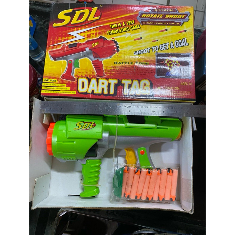 mainan dart tag shoot rotate shoot attack gun pistol mainan