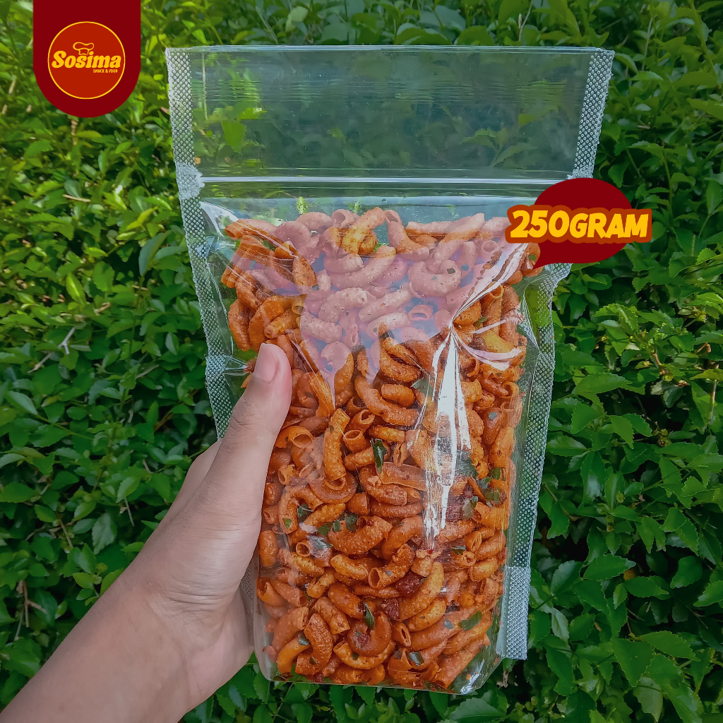 

[PROMO] Makaroni Cikruh Gurih Pedas Daun Jeruk 250 Gram - Sosima Snack & Food