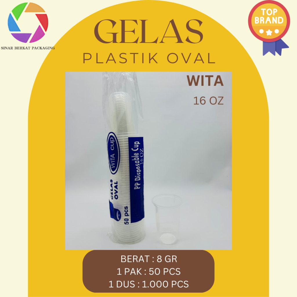 Gelas Plastik 16 oz Oval Bening