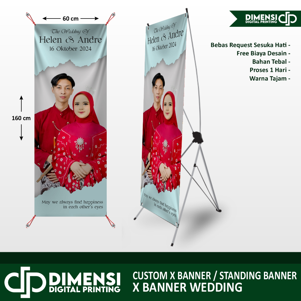 CUSTOM X BANNER / SPANDUK SAVE THE DATE WEDDING / SPANDUK WEDDING