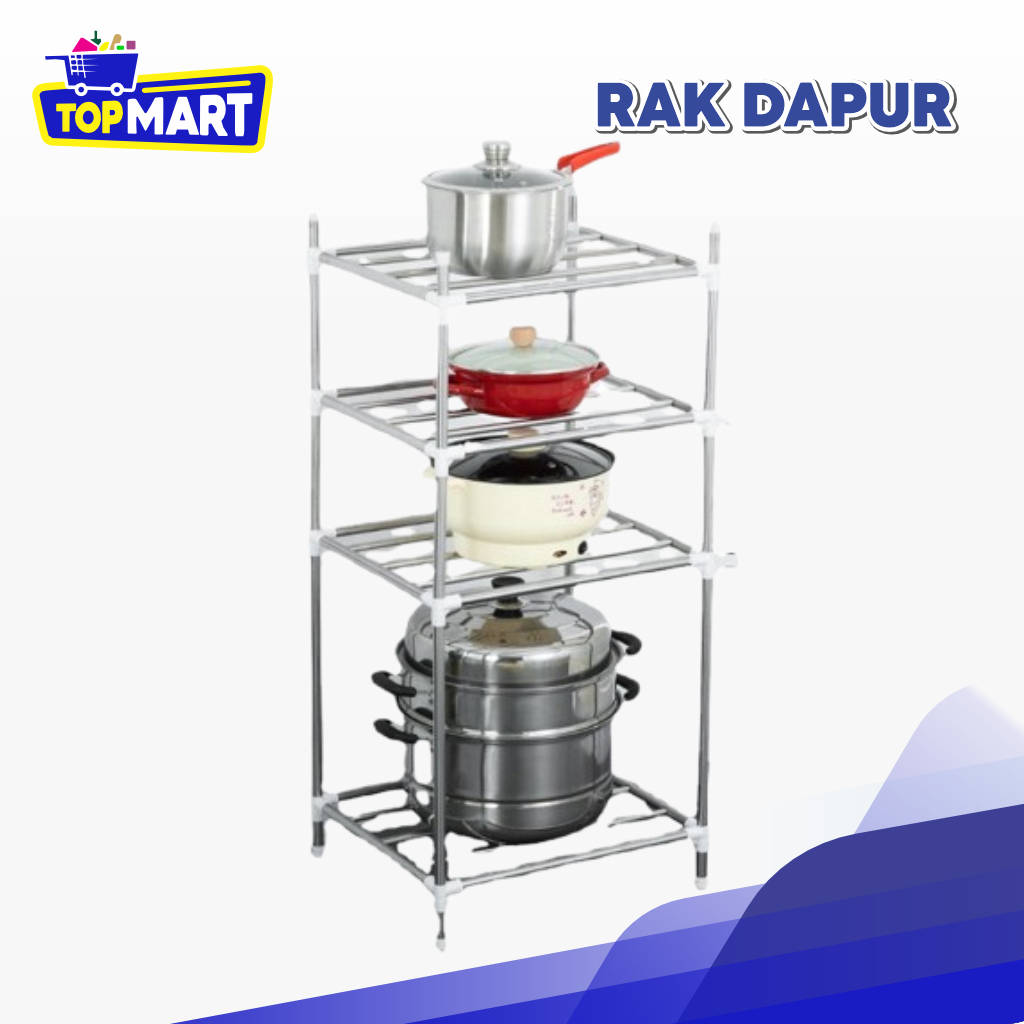 TOPMART - Rak Penyimpanan Dapur Susun – Rak Panci Teflon Stainless Steel Tebal