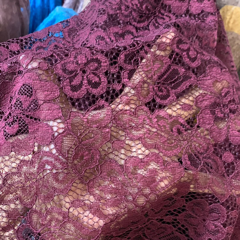 kain brokat lace - kain brukat malika - kain brokat lace premium - [BURGUNDY]