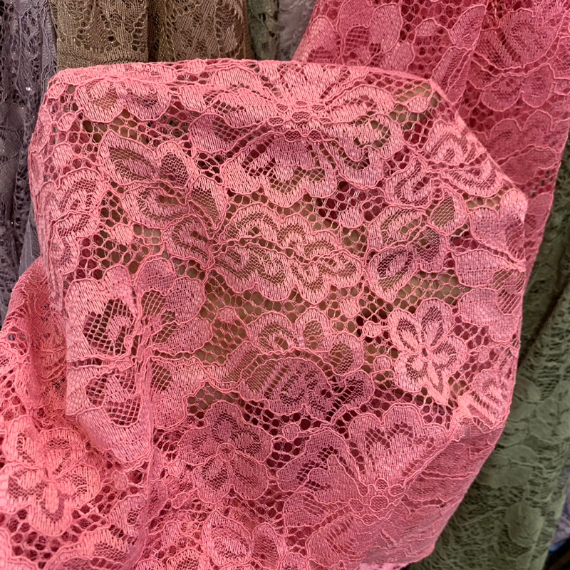 kain brukat premium - kain brokat lace import - kain brokat kebaya - [PINK]