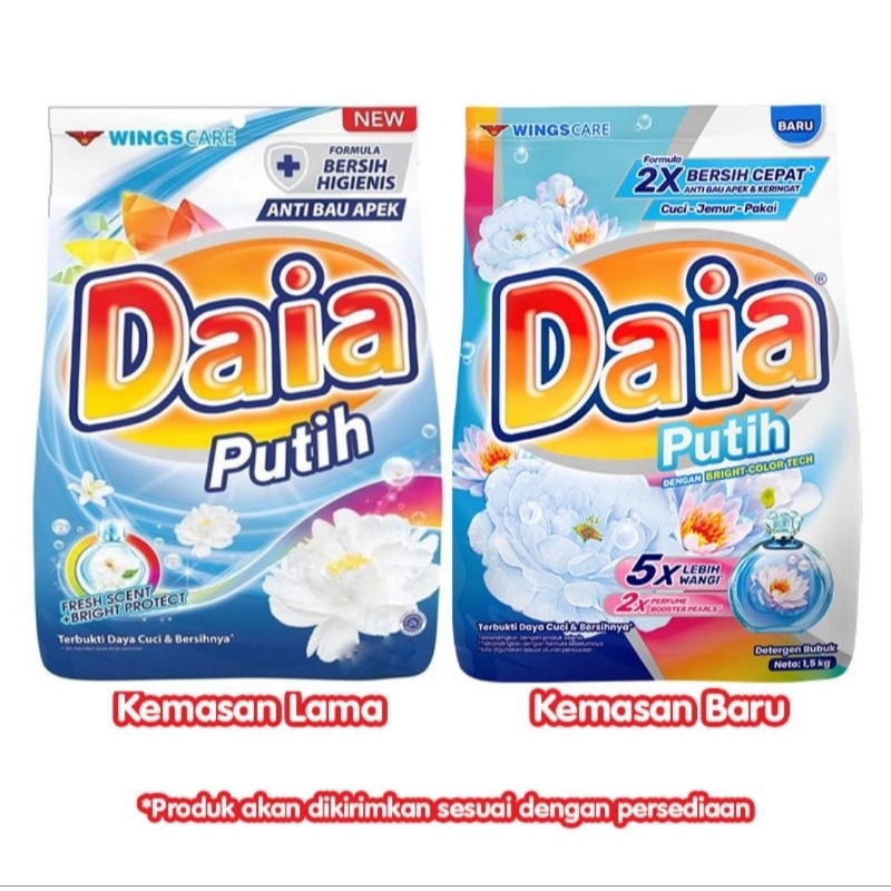 Daia Detergent Bubuk Putih 4 kg Daia Detergent 1.5kg