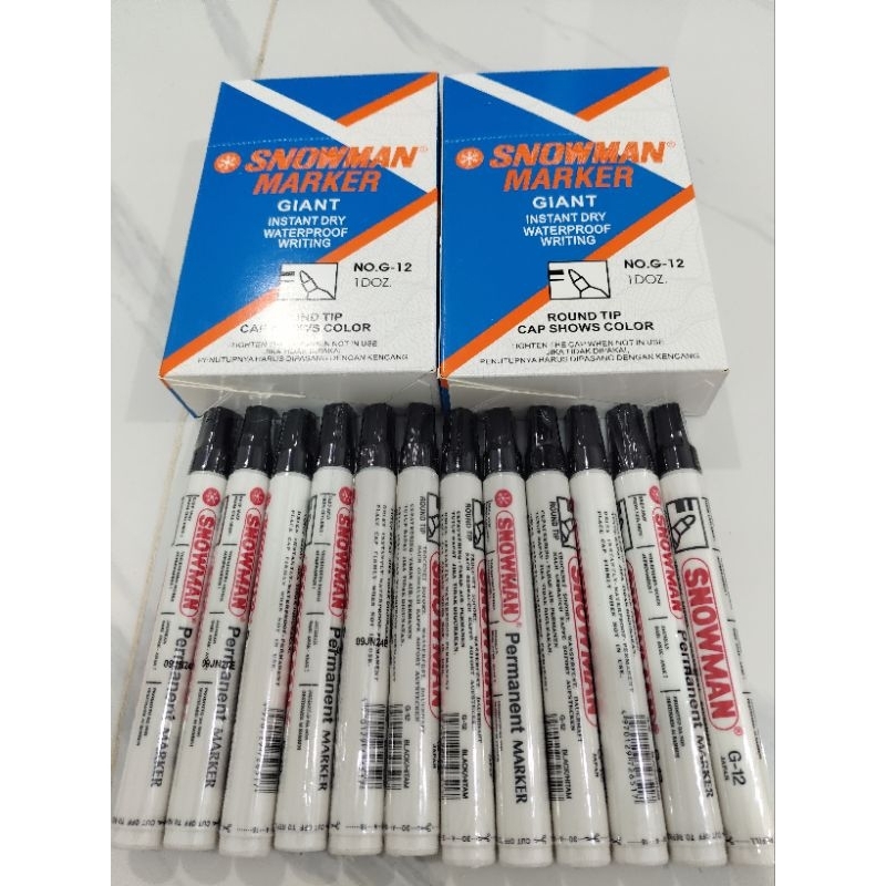 

Spidol Snowman PERMANEN G-12 isi 1BOX = 12 PCS (1 lLUSIN)