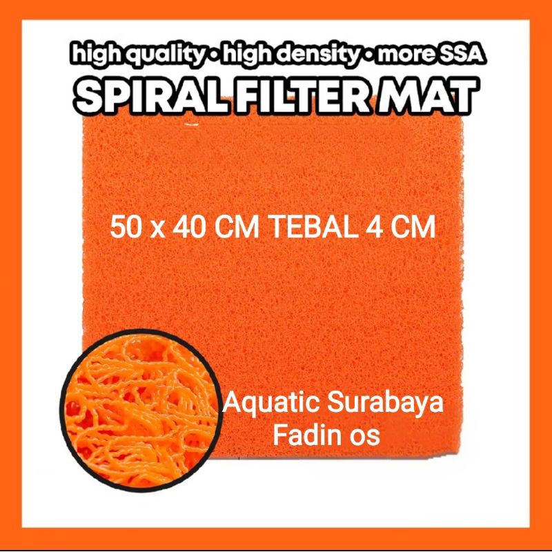 KURIA FILTER MAT SPIRAL JAPMAT FILTER JAPMAT ORANGE FILTER MAT HI DENSITY 50X40 CM FILTER AQUARIUM K