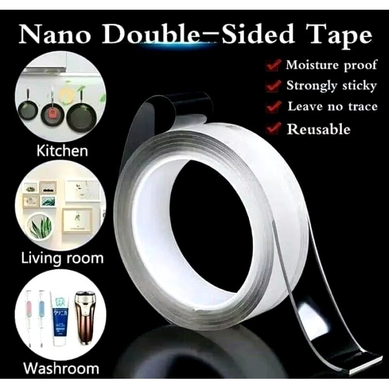 

NANO DOUBLE TAPE BENING PANJANG 1 meter NANO TAPE BENING SUPER KUAT / ISOLASI/ SELOTIP AJAIB - DOUBLE TAPE NANO - LAKBAN BENING - DOUBLE TAPE BENING