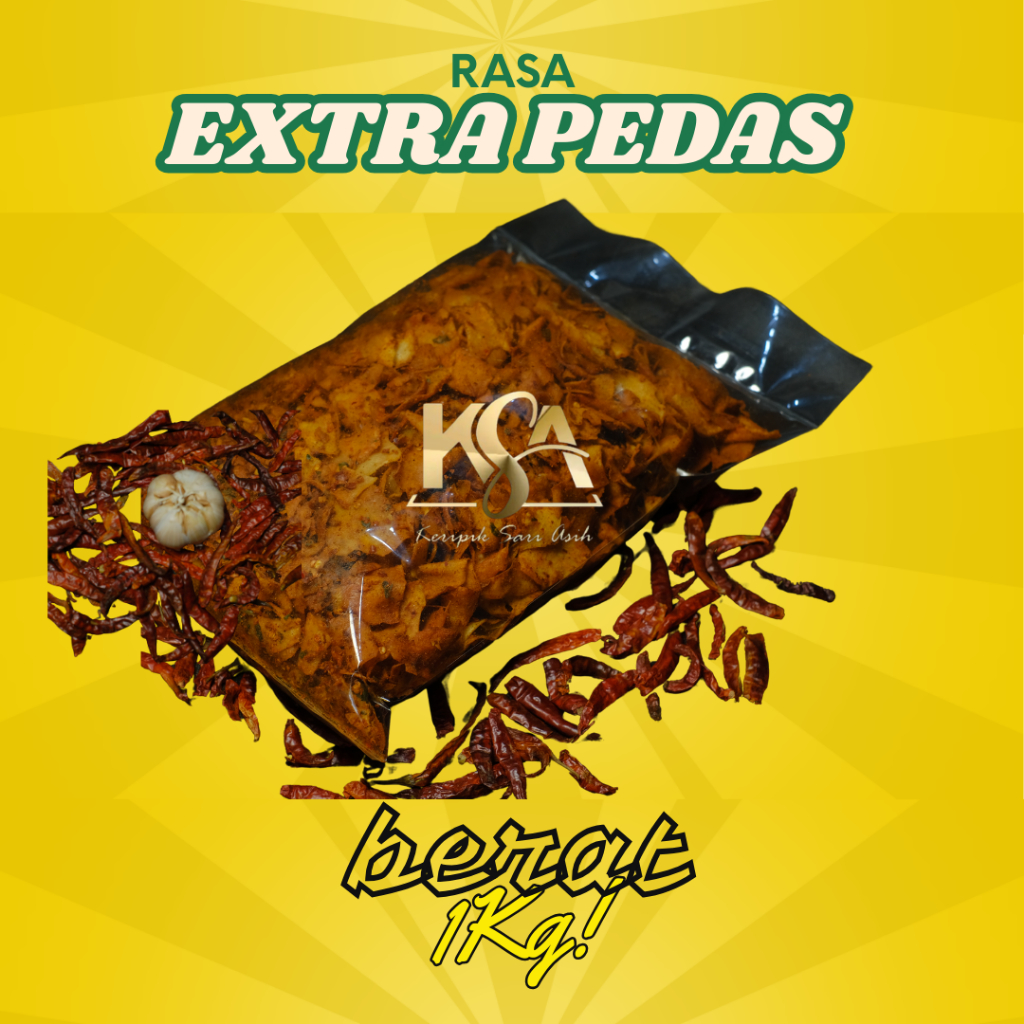 

1Kg Keripik Singkong Kriwil EXTRA PEDAS DAUN JERUK Level 10 Kemasan 1 Kg