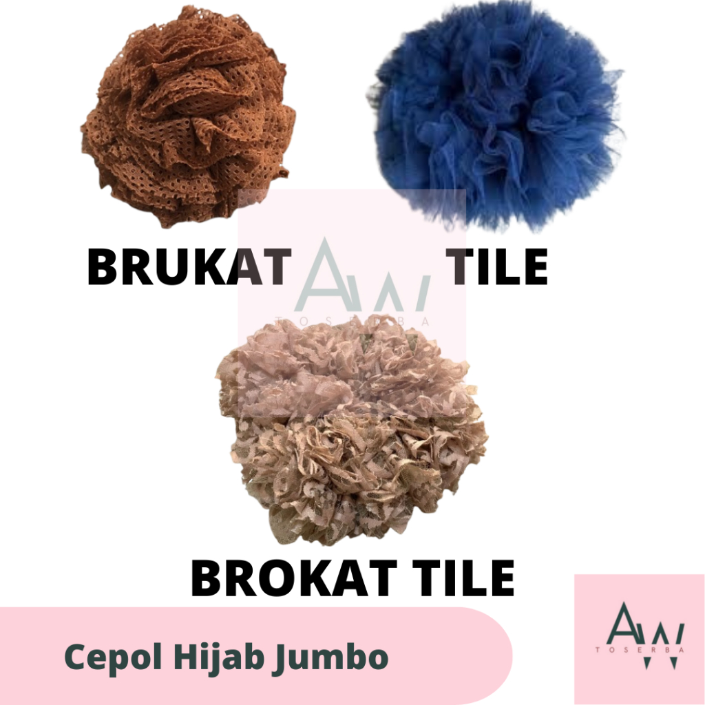 Cepol Hijab Jumbo Tile / Brokat / Tile Brukat Dengan Warna Random | Scrunchie | Ikat Rambut Untuk Hi