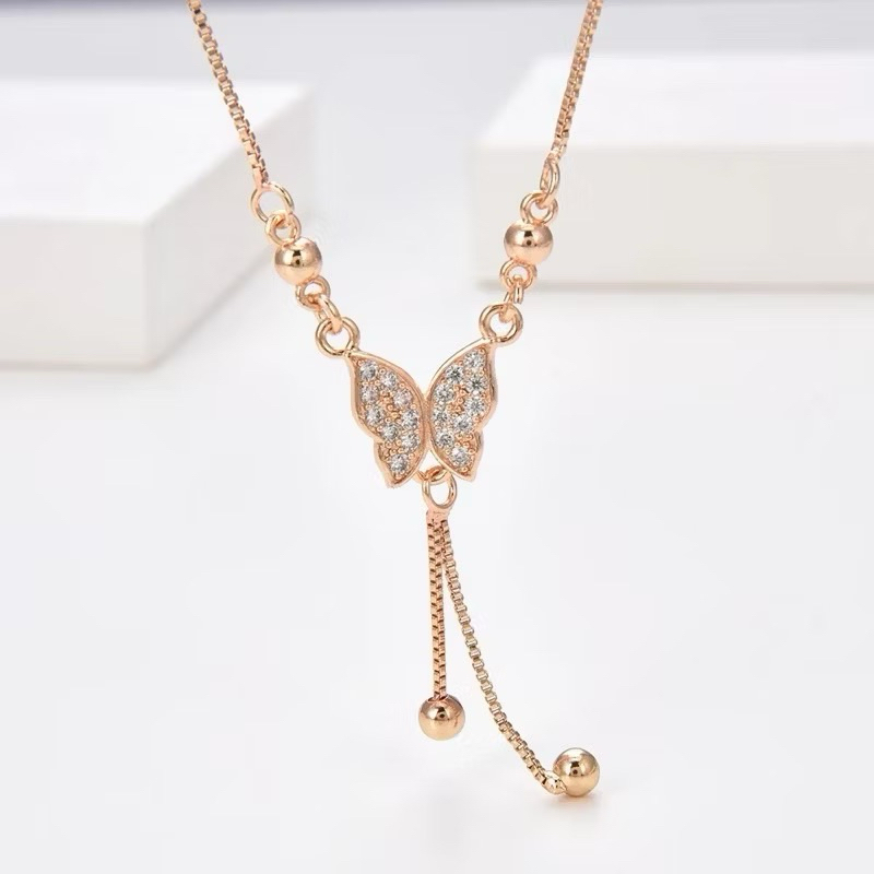 kalung titanium wanita emas muda model korea murah anti karat panjang asli silver nama selamanya