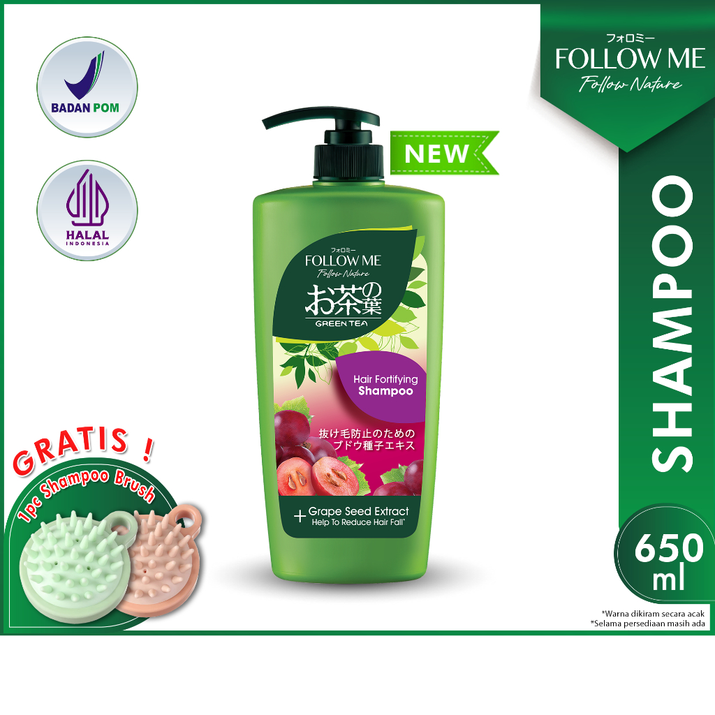 Follow Me Follow Nature -  Green Tea Hair Fortifying Shampoo  -  Shampo Rambut Anti Rontok 650Ml