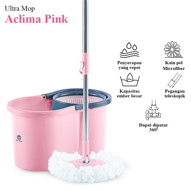 Alat Pel Lantai Ultra Mop Aclima -  Pelan Lantai Spin Mop Pel Putar
