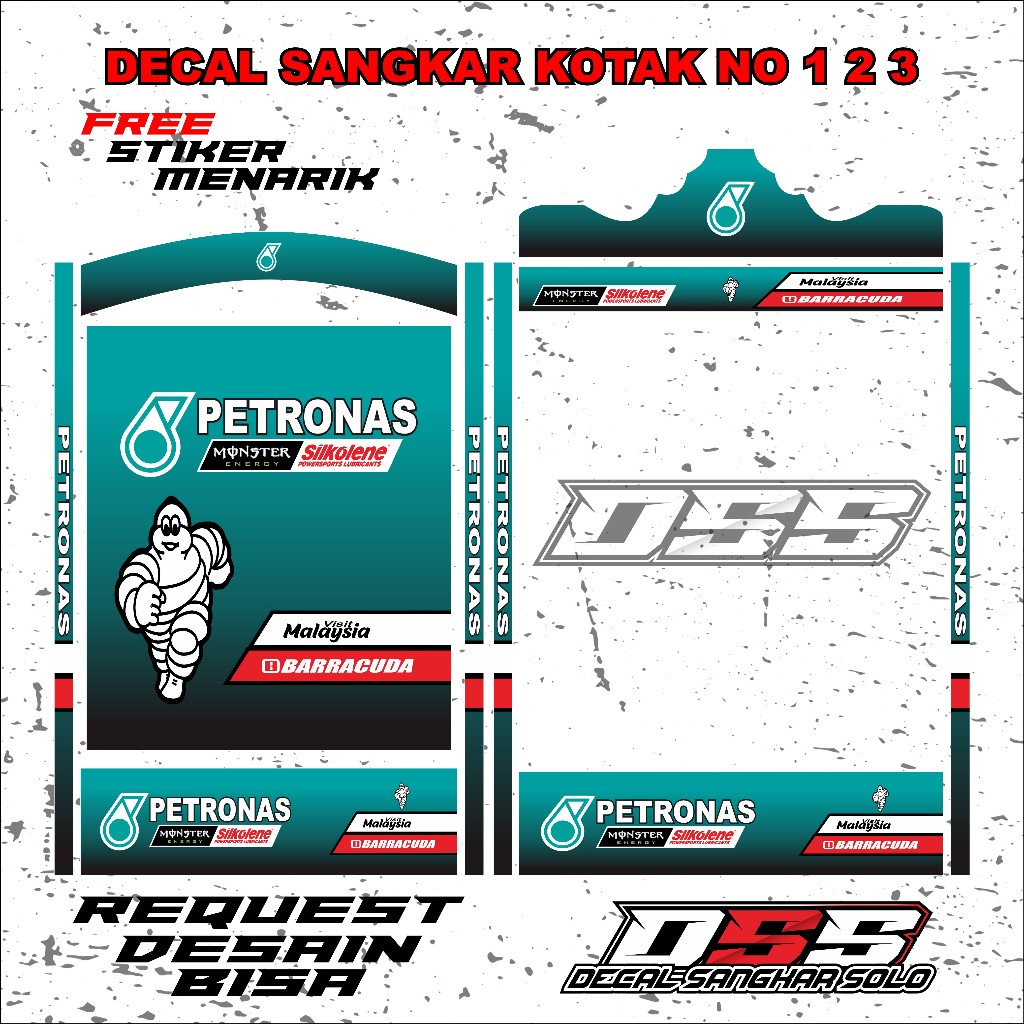 DECAL SANGKAR BURUNG KOTAK MOTIF PETRONAS NO 1 2 3