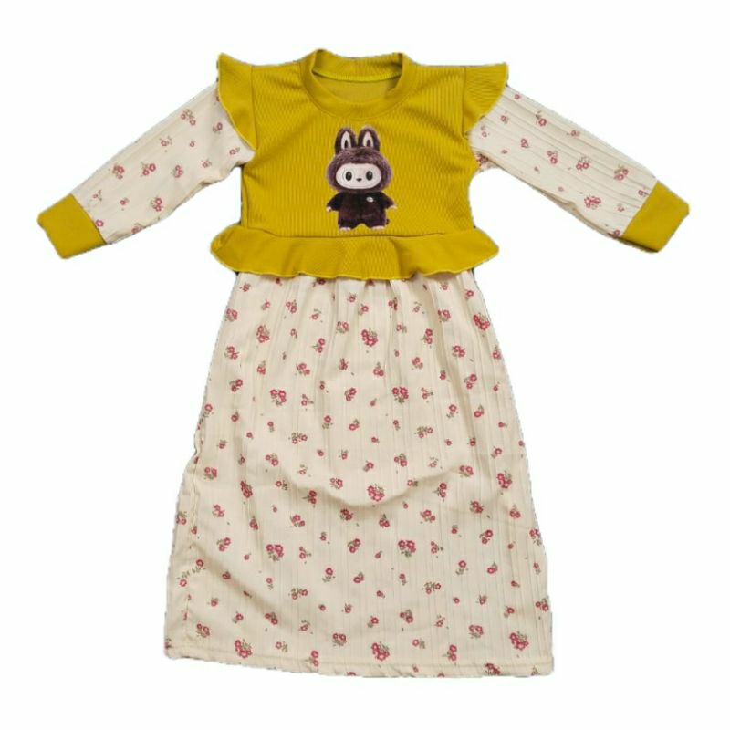 Gamis Crinkle Anak Noera Mutiara crinkle airflow / Gamis anak kringkel