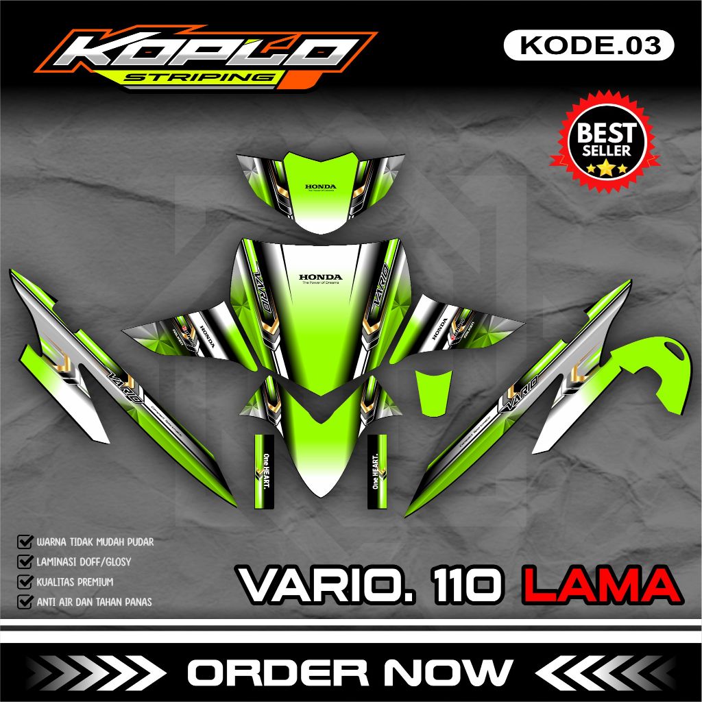 Sticker Decal Full Body VARIO Lama/Karbu - Dekal Stiker Variasi Motor VARIO 110 Desain Grafis KPL.03