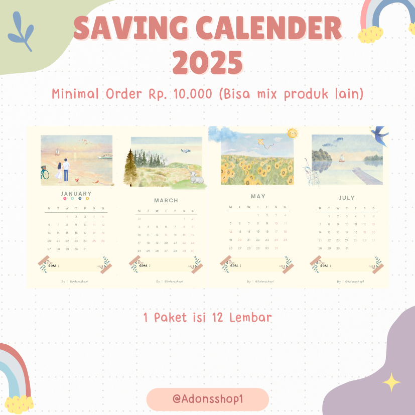 

[ECER KODE C] Saving Challange Kalender 2025 A6 A5 6 Hole 20 Hole