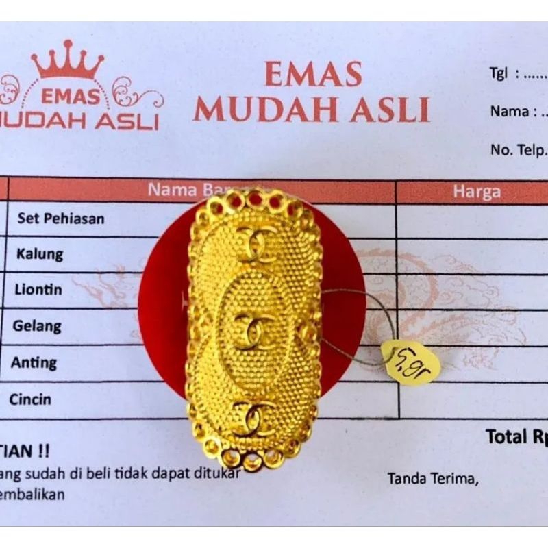 Cincin Dubai Titanium Model CC Dilapisi emas 24k