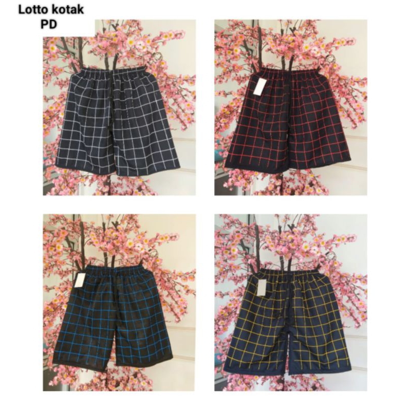 celana kolor motif kotak kotak kekinian