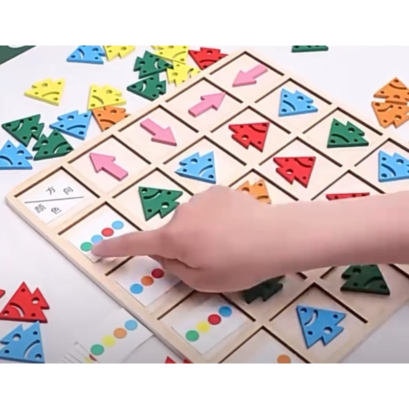cognitive direction mainan montessori anak early coding puzzle kayu wooden toys
