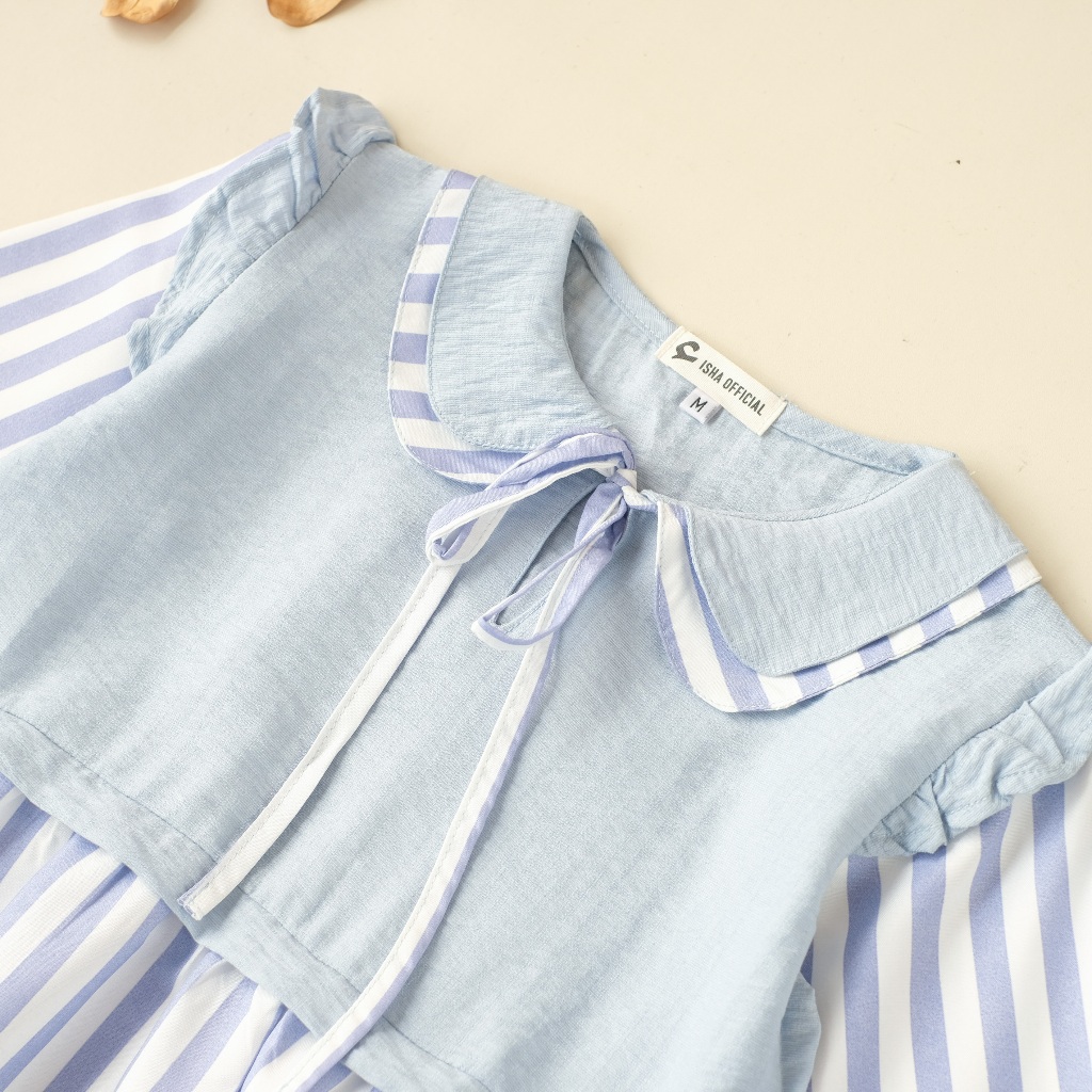 Favorit Madina Azizah - Gamis Anak Perempuan 2-12 Tahun Lengan Panjang Motif Garis-Garis Korean