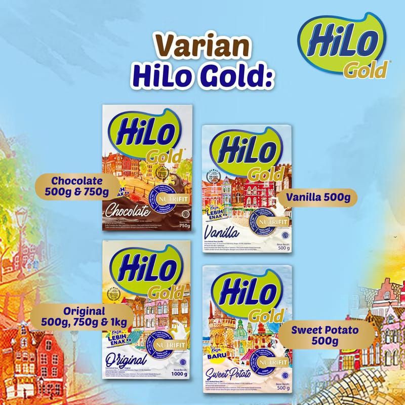 

Hilo Gold Vanila | Cokelat | Plain | Potato 500g Susu Tinggi Kalsium Lebih Rendah Lemak