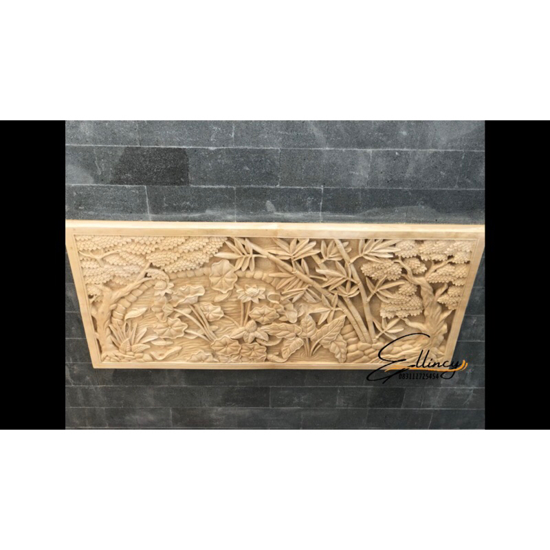 RELIEF UKIRAN BATU ORNAMEN BATU ALAM PARAS JOGJA MOTIF PEMANDANGAN