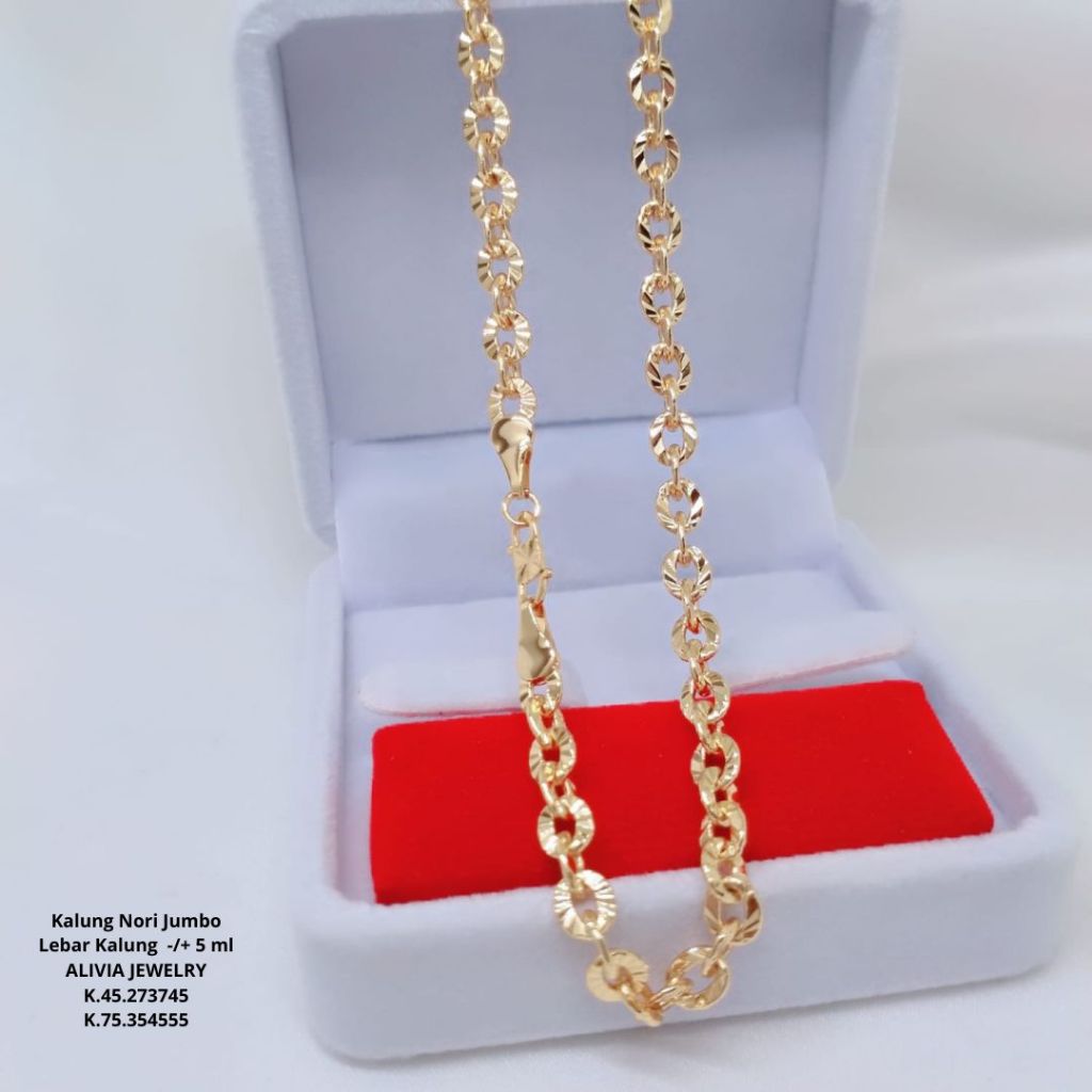 Kalung Nori Jumbo Titanium Wanita Perhiasan Tembaga Lapis Emas Terlaris Tidak Mudah Luntur K.NORI JU
