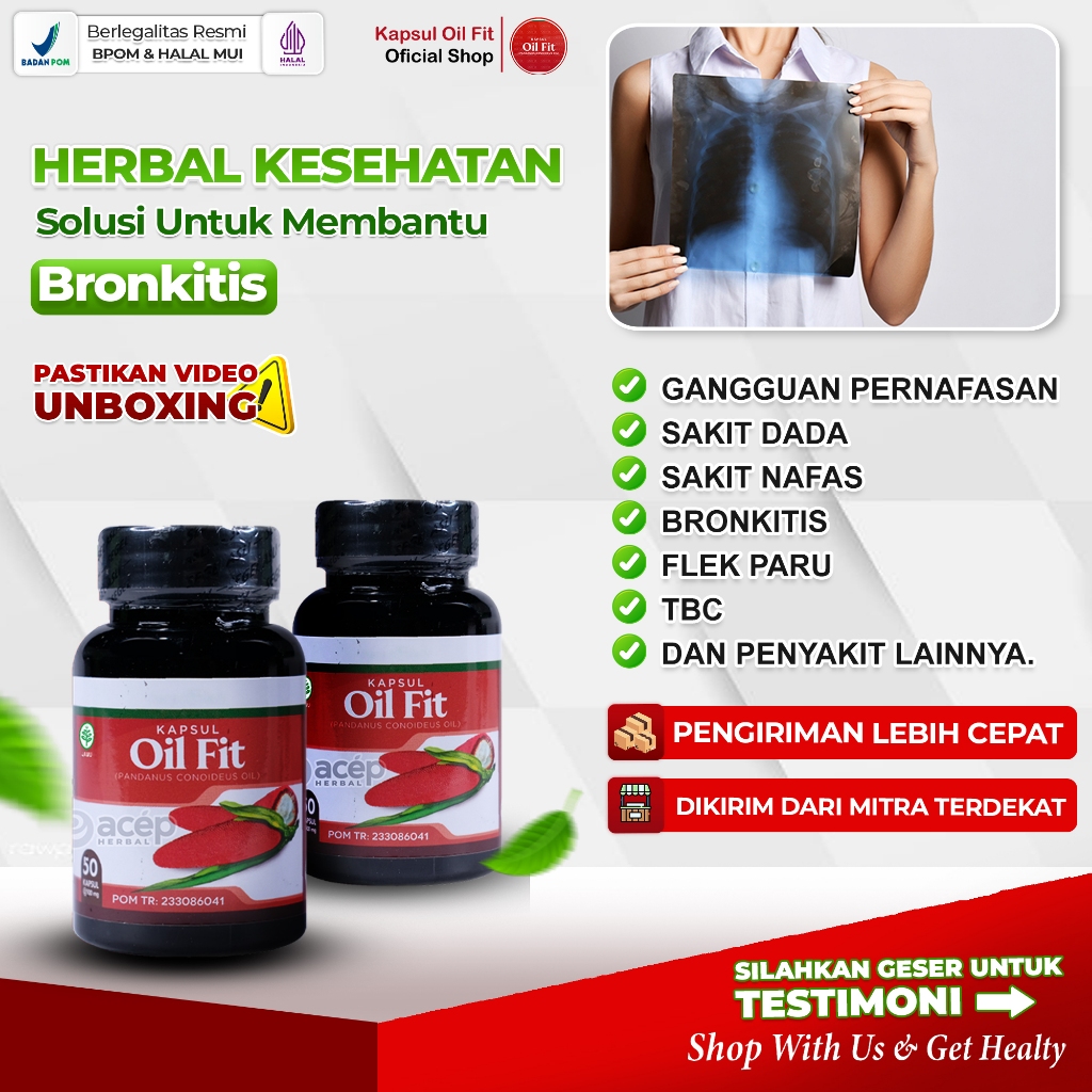Kapsul Oil Fit Obat Bronkhitis Gangguan Paru Paru Flek Paru Tbc Sesak Nafas Sakit Dada Batuk Menahun