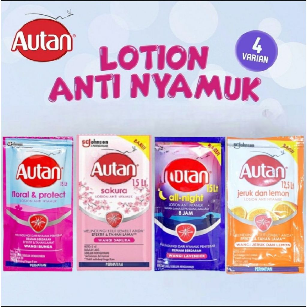 Autan Lotion anti nyamuk Sachet all varian - sakura (pink muda)