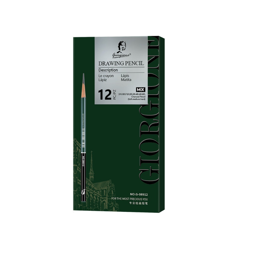 

Giorgione Drawing Pencil Pensil Sketsa 12 PC 2B 4B 6B 8B Charcoal G-08912 MIX