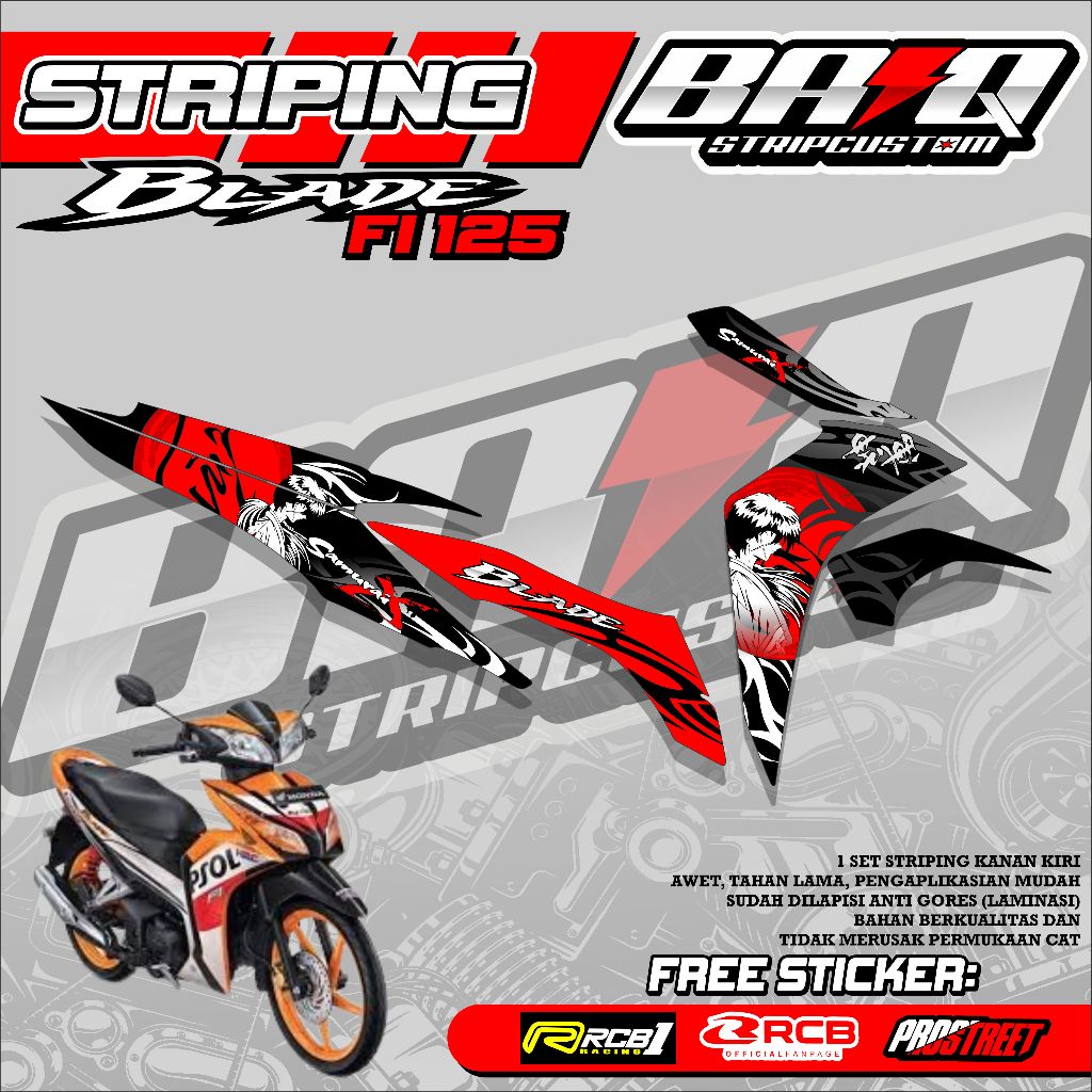 STICKER STRIPING HONDA BLADE FI 125 - STRIPING HONDA BLADE FI 125 DESAIN SAMURAI 03