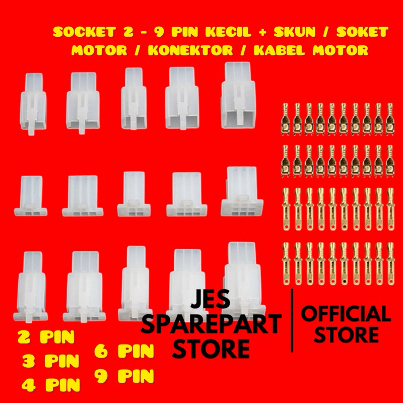 SOCKET 2 - 9 PIN KECIL + SKUN / SOKET  MOTOR / KONEKTOR / KABEL MOTOR