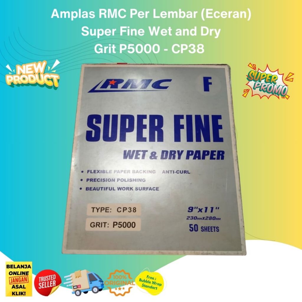 Amplas RMC CP38 Grit 5000 Halus Lembaran Amplas Kayu Besi Amplas Kertas