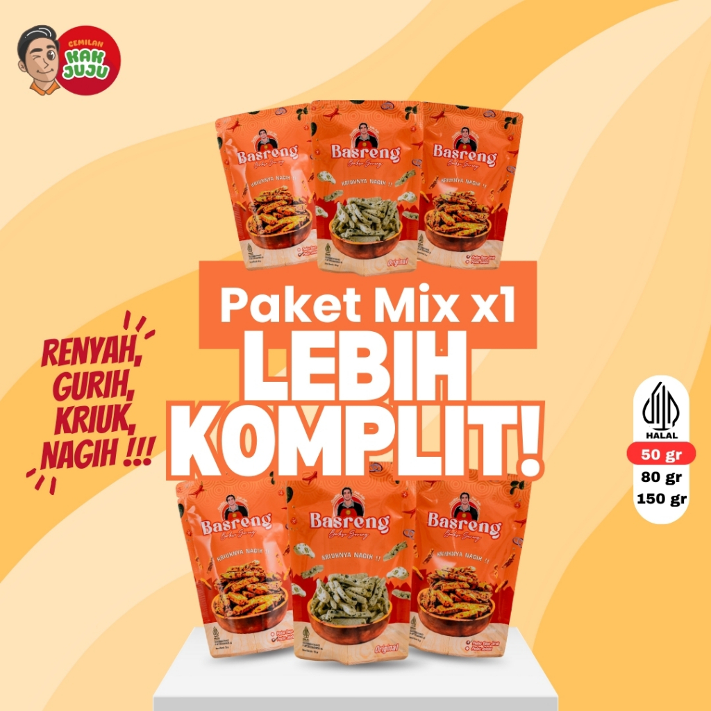 

BASRENG KOIN & STIK | PAKET MIX KOMPLIT | MIX 50GR ATAU MIX 80GR | CEMILAN KAK JUJU