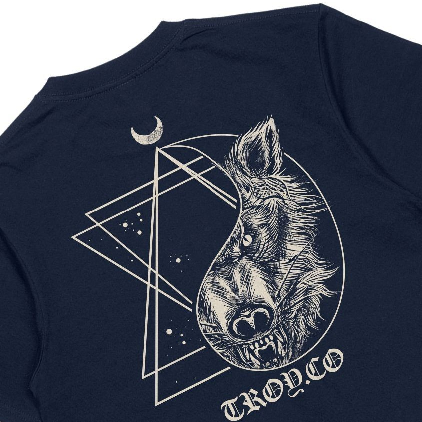 Troy Company T-shirt Blue Navy Hexa Wolf - Kaos Lengan Pendek Kaos Biru Navy MTD 2492