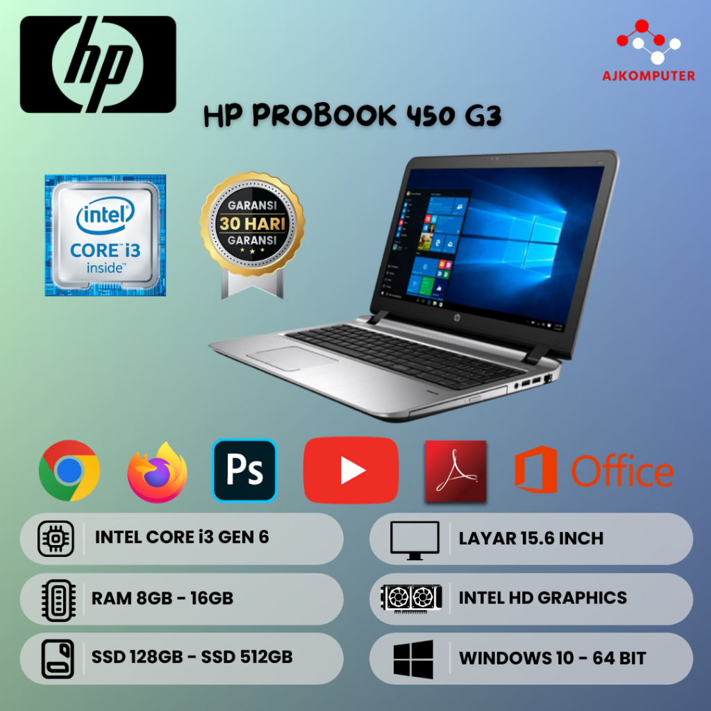 LAPTOP HP PROBOOK 450 G3 CORE i3 GEN 6