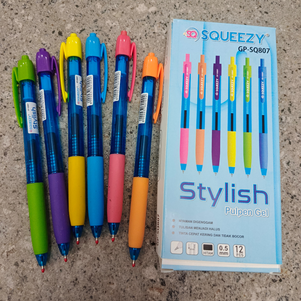 

Pulpen Gel Tekan Warna | Gel Pen Click Colour SQ 0.5mm SQ807