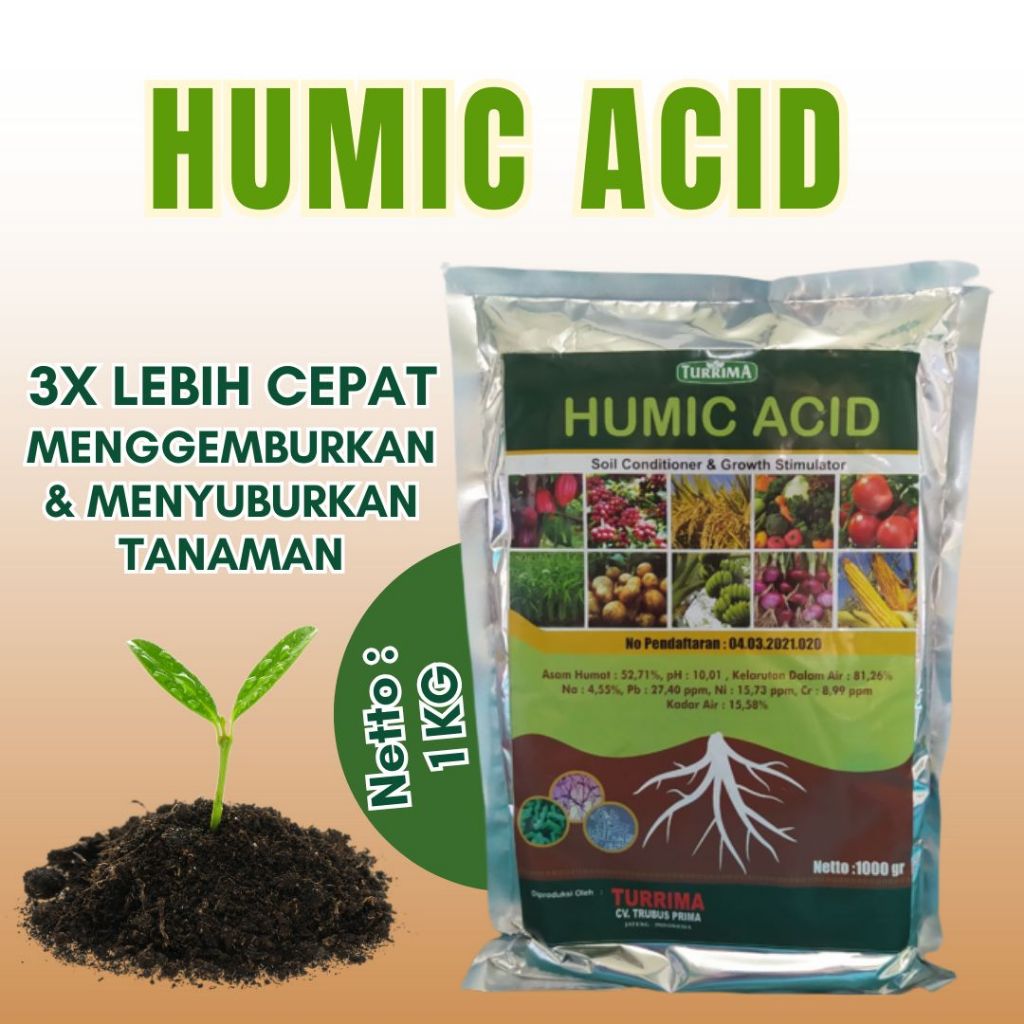 Pupuk tanah buat tanaman subur HUMIC ACID, Asam humat terbaik pembenah tanah