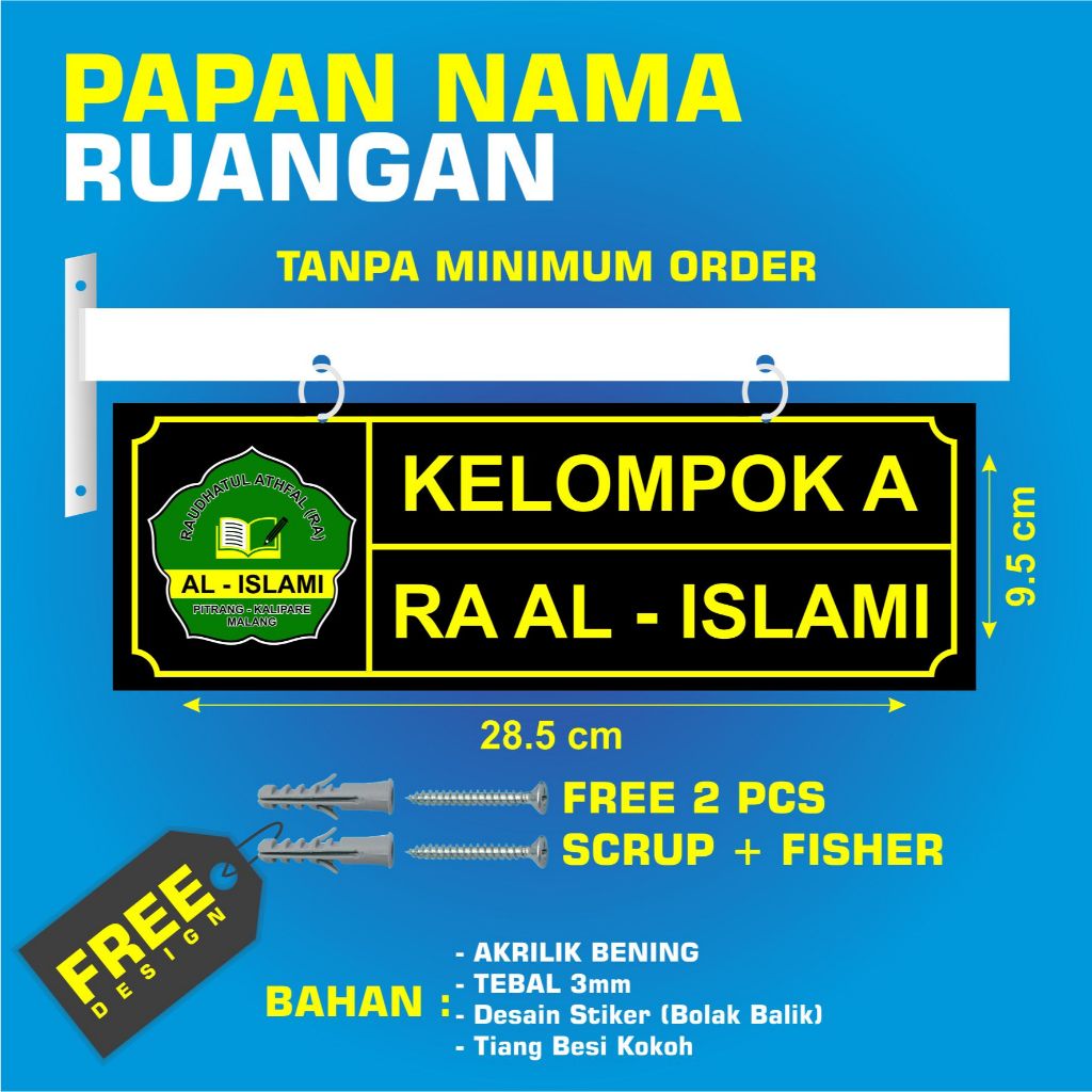 

Papan Nama Ruangan Gantungan Akrilik Laser Cutting