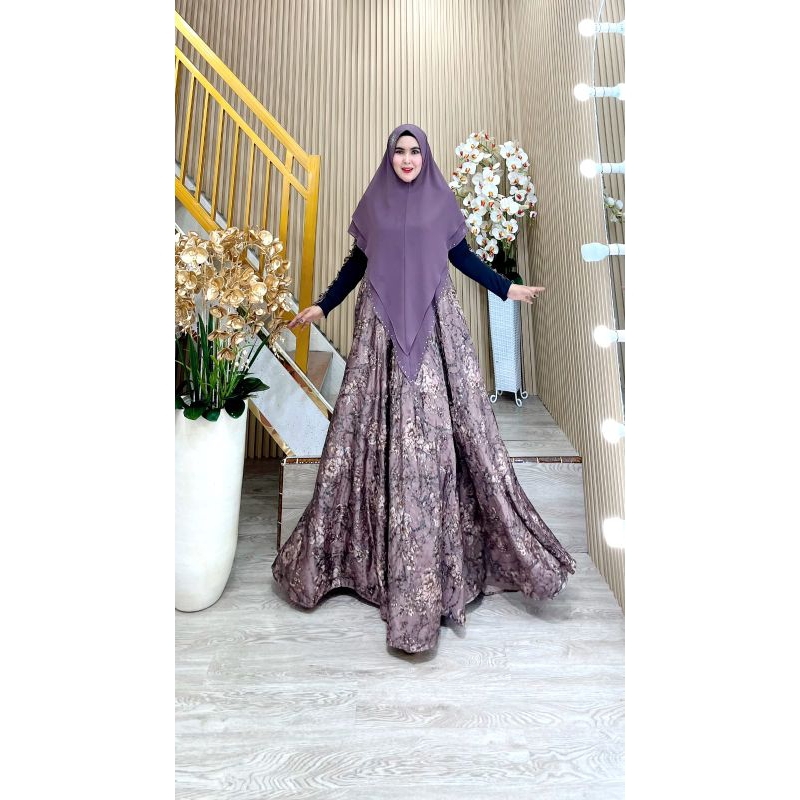 GAMIS EMMA SYARI BAHAN SILK ARMANY ORIGINAL BRANDED  BY FAZZA BUTIQ  MEWAH