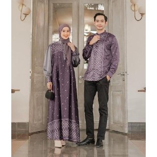AZAHRA COUPLE BAJU MEWAH, GAMIS MAXMARA DIOR SILK PREMIUM, BAJU COUPLE LEBARAN TERBARU 2025,IBU AYAH