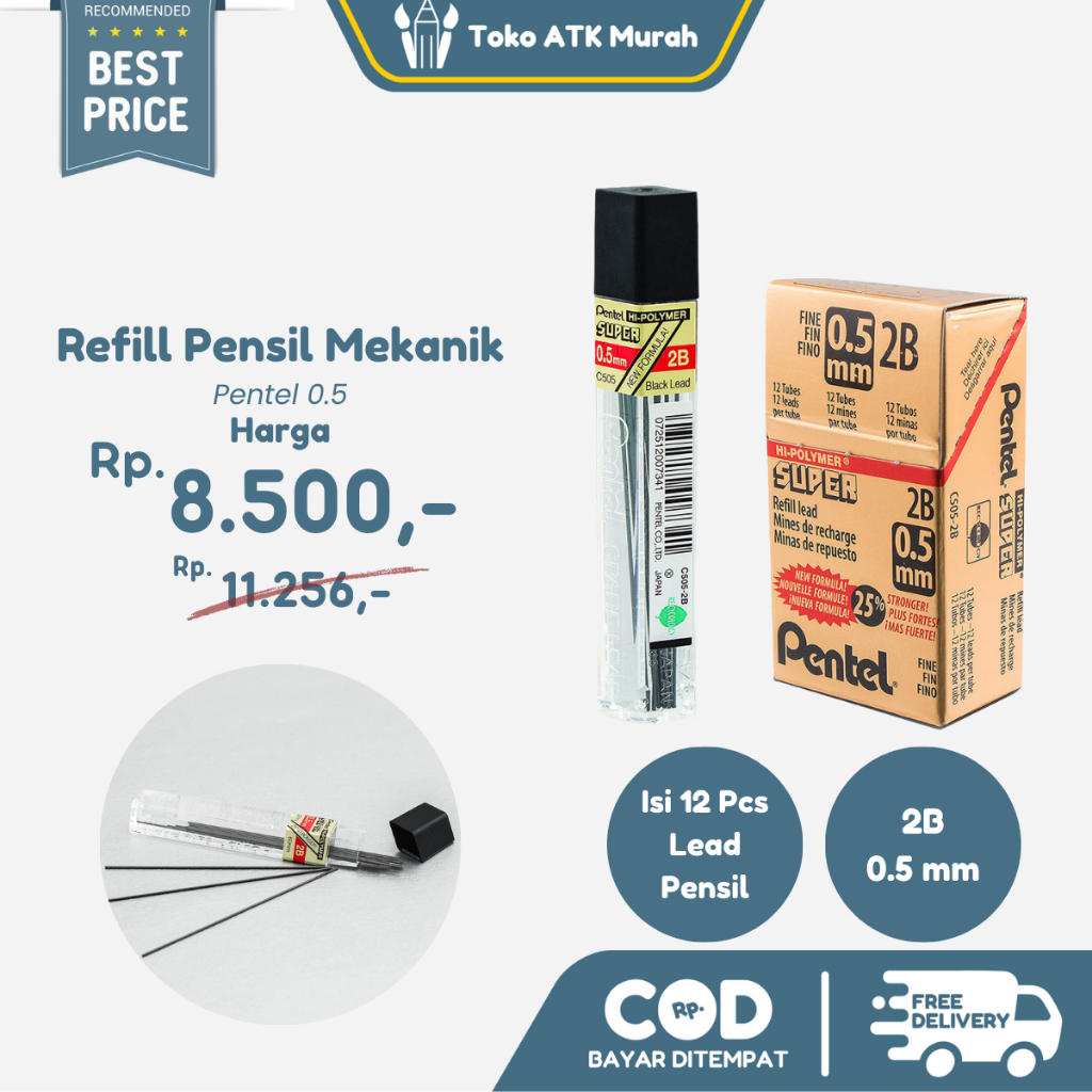 

Isi Pensil Mekanik 0.5mm 2b Pentel Refill