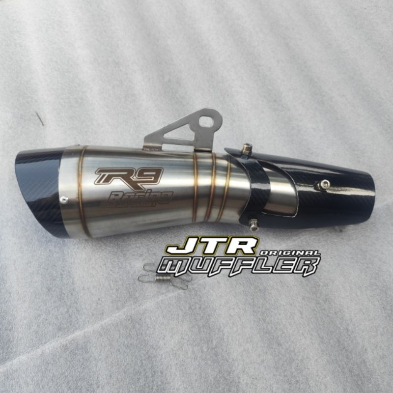 Silincer knalpot R9 h2 ss inlet 50mm gantungan paten untuk ninja 250 karbu fi r25 cbr250rr Cbr 150r 