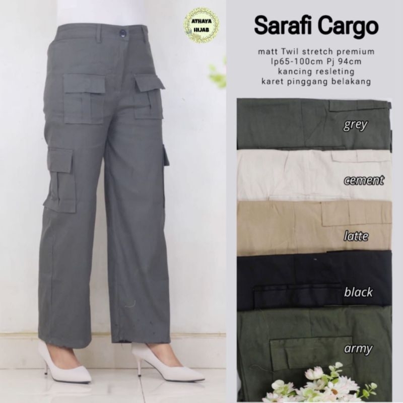 Sarafi Cargo Matt Twill Stretch Premium ORI ATHAYA /CELANA PANJANG WANITA
