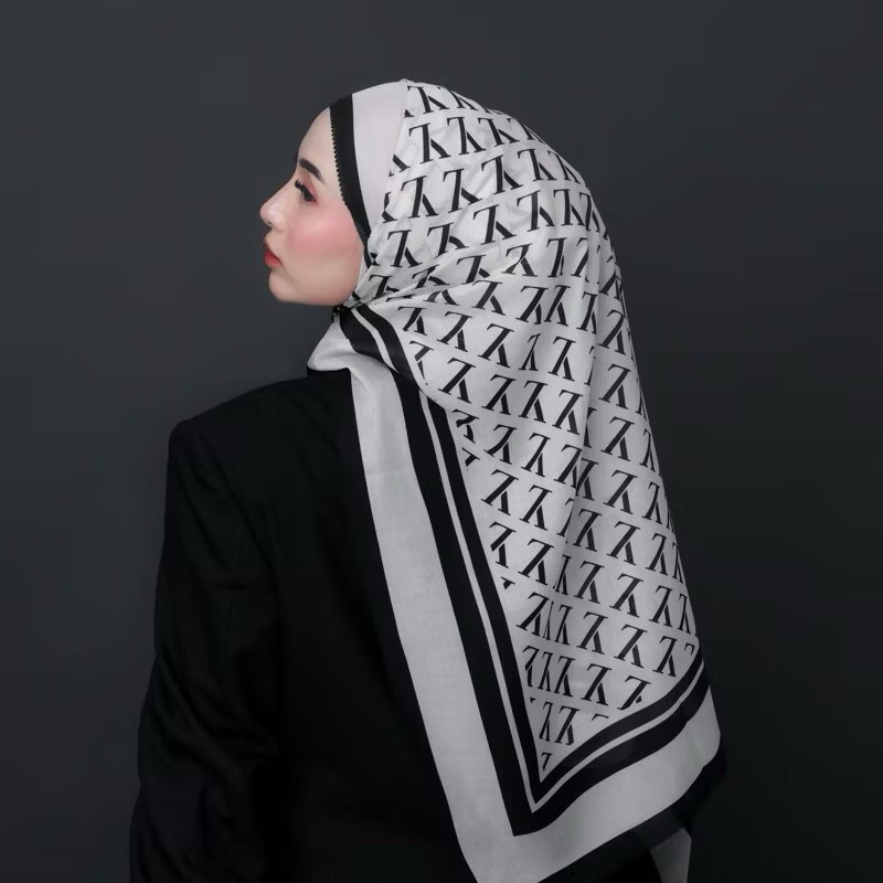 Jilbab Segiempat Motif LyLy | Segi Empat Monogram Pattern Lilyourstyle | Hijab Motif Lyly