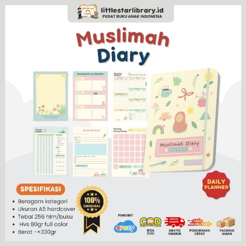 

Bukuanaku.id x arasy - Planner Estetik Lucu - MUSLIMAH DIARY - DAILY PLANNER