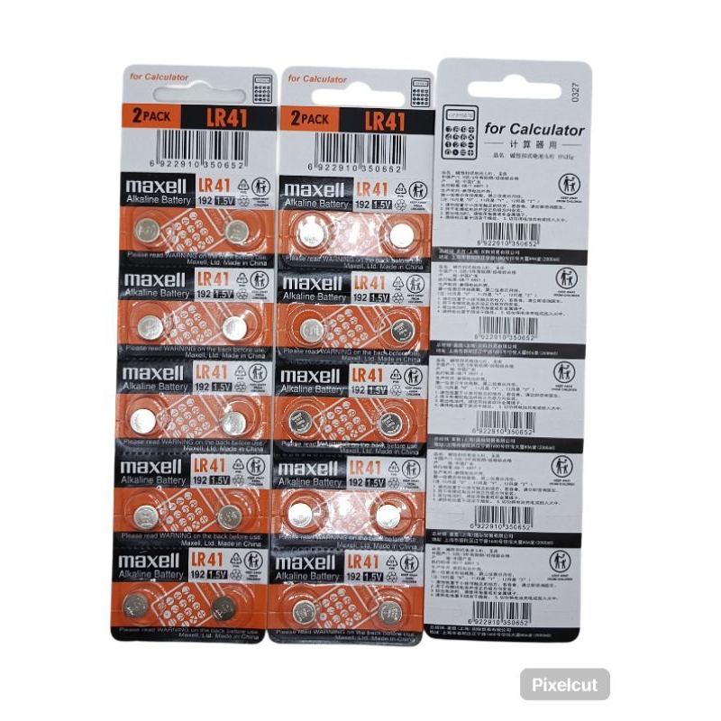 Baterai original Maxell LR41 Maxell 1,5V Button Cell Baterai kancing LR41 perlembar