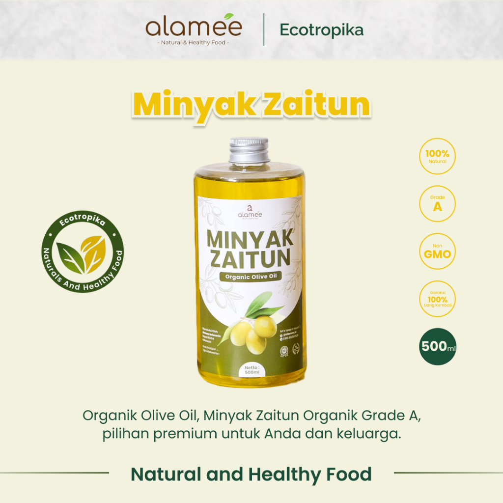 

Minyak Zaitun Masak Diminum Olive Oil Extra Virgin Organic Organik Murni Asli EVOO Premium 500ml